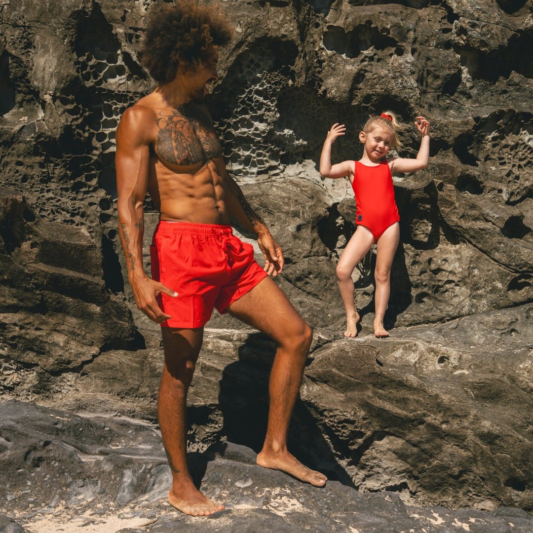 Solid, Rood, Meisjes badpak