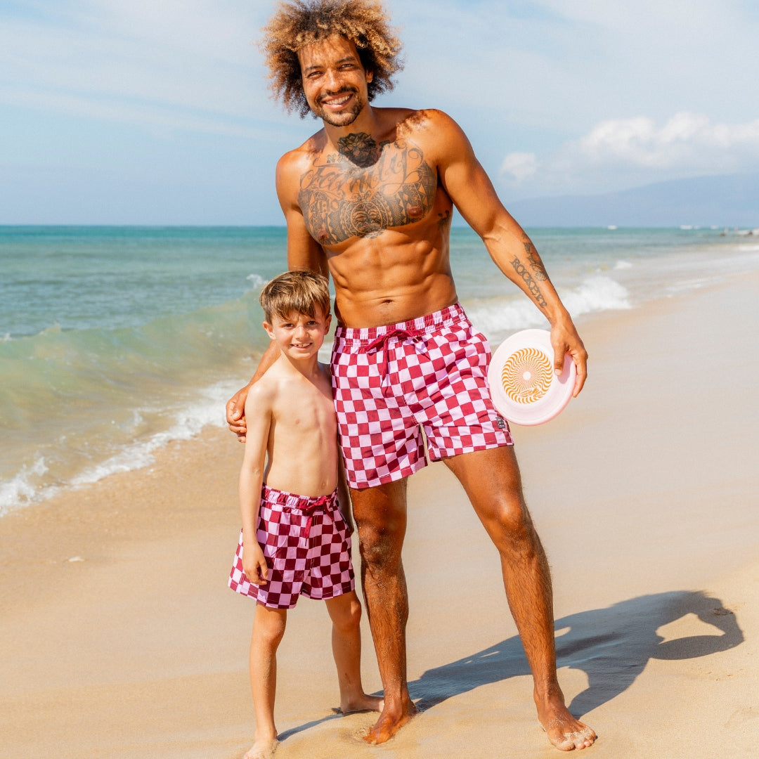 Kariert, Rot, Badehose für Herren