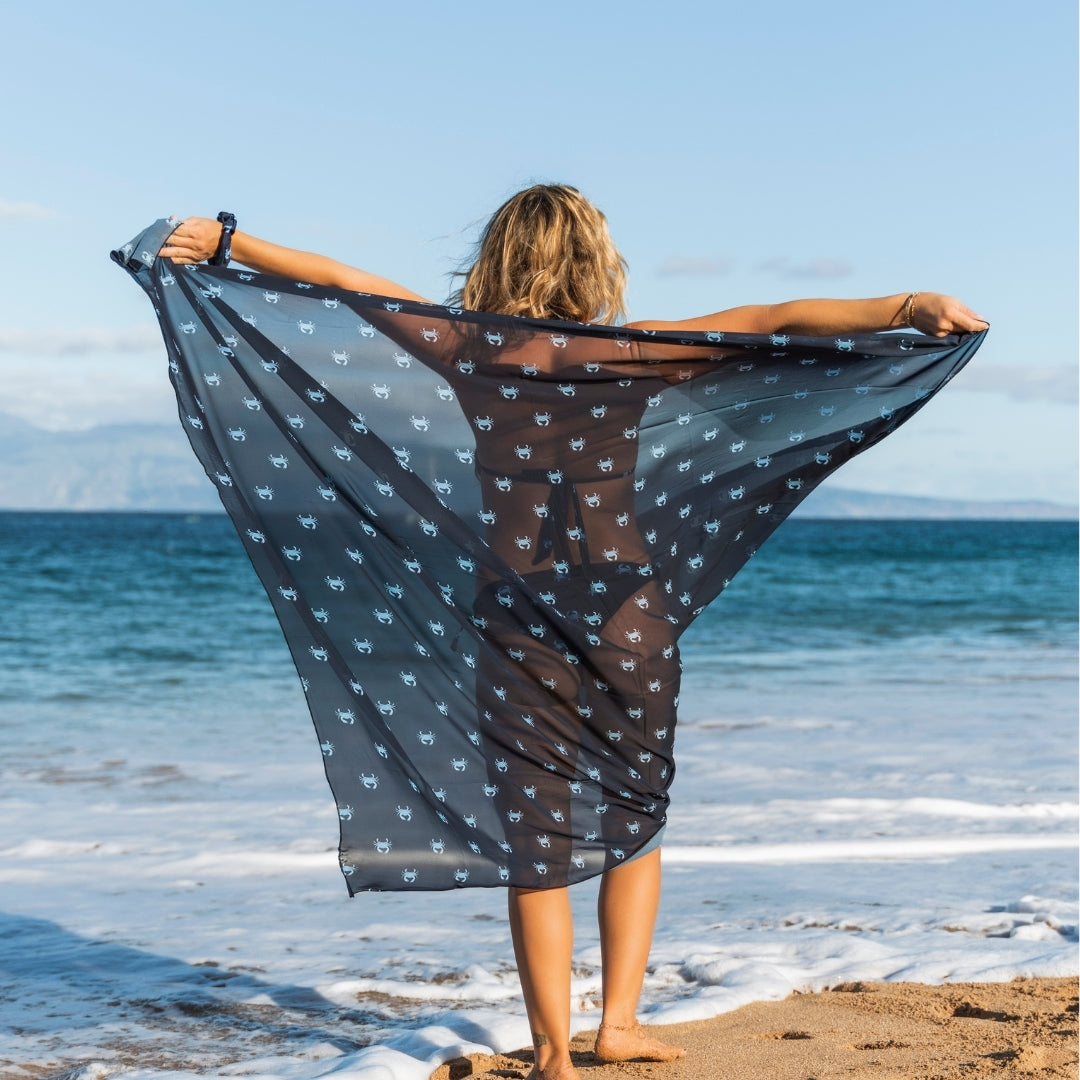 Crab, Blue, Ladies Shawl