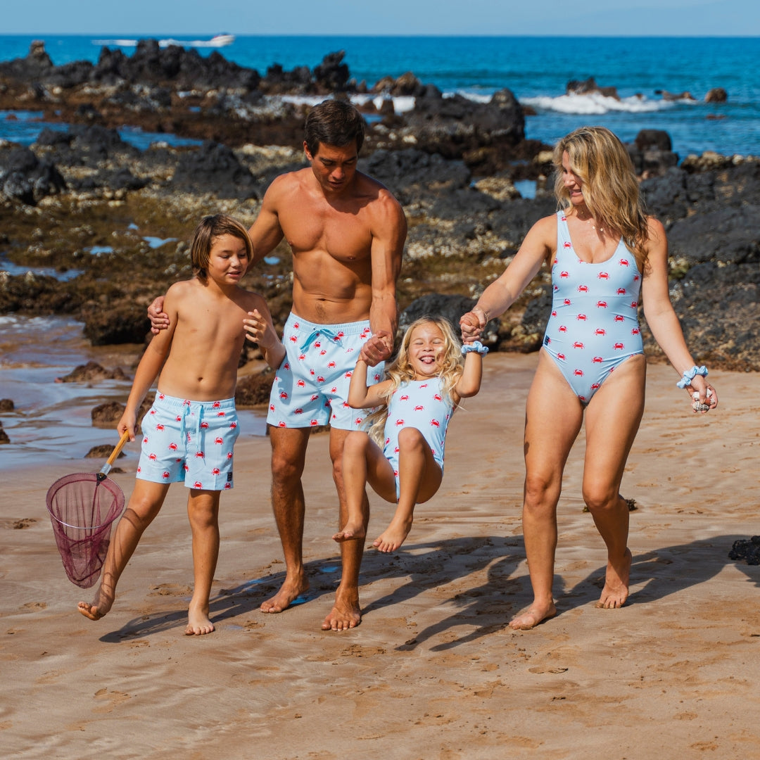 Crab, Light blue, Mother and son swimwear