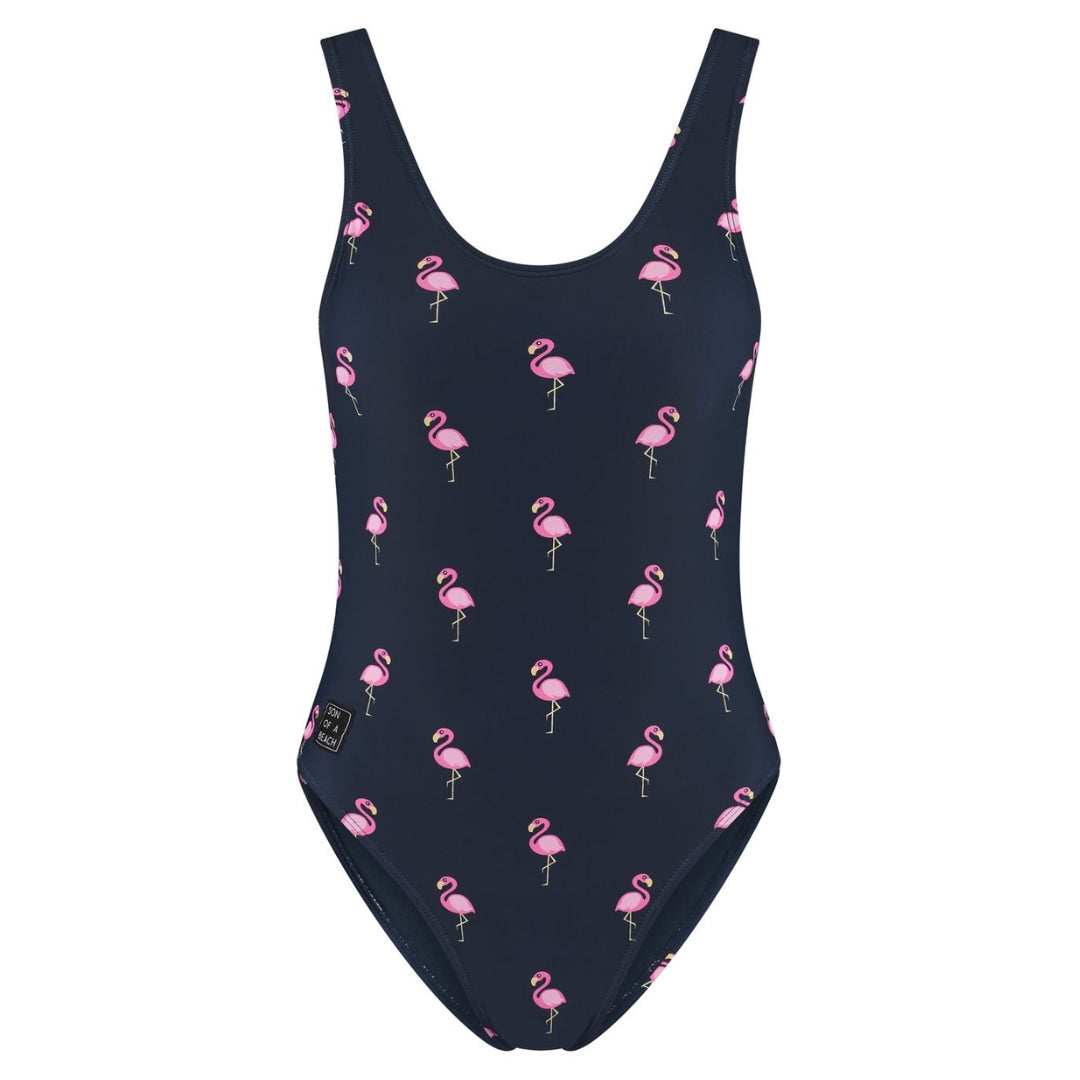 Flamingo, Donker blauw, Dames Badpak