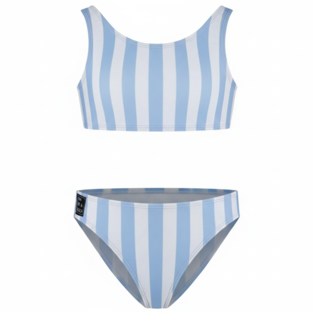 Faded-Streifen, Hellblau, Mädchen Bikini