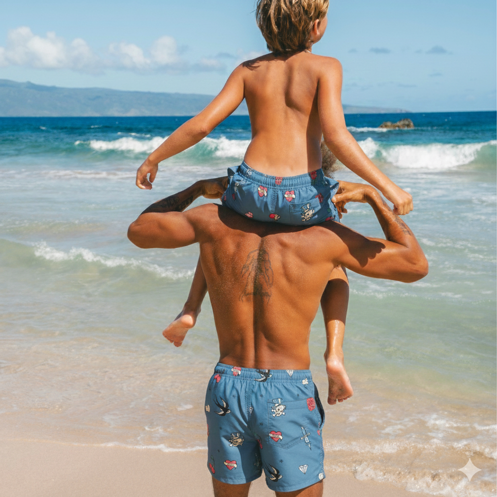 Tattoo, Men's swimming trunks