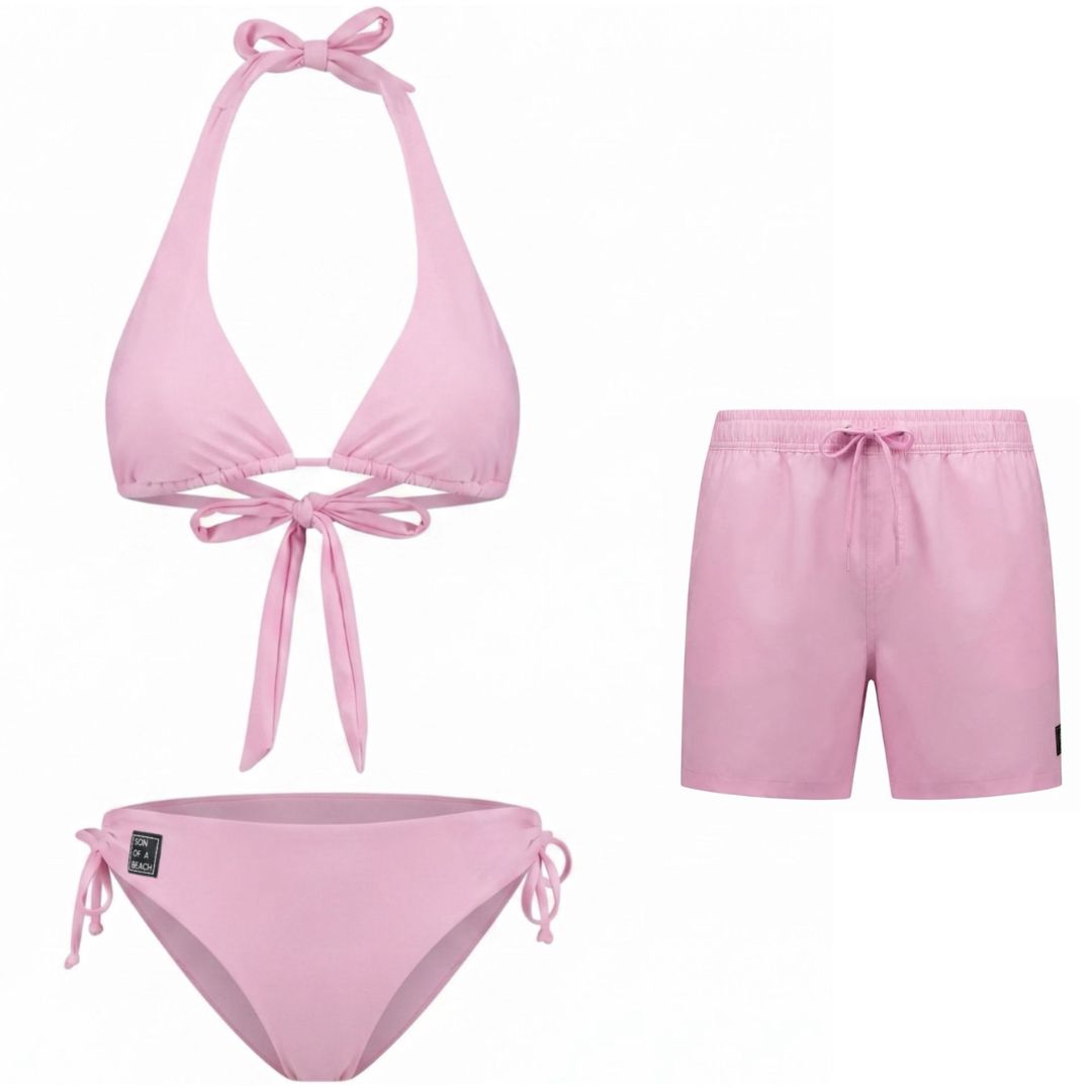 Solid, Roze, Moeder en zoon bikini/zwembroek