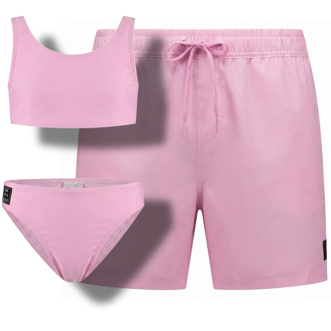 Solid, Roze, Vader en dochter zwembroek/bikini
