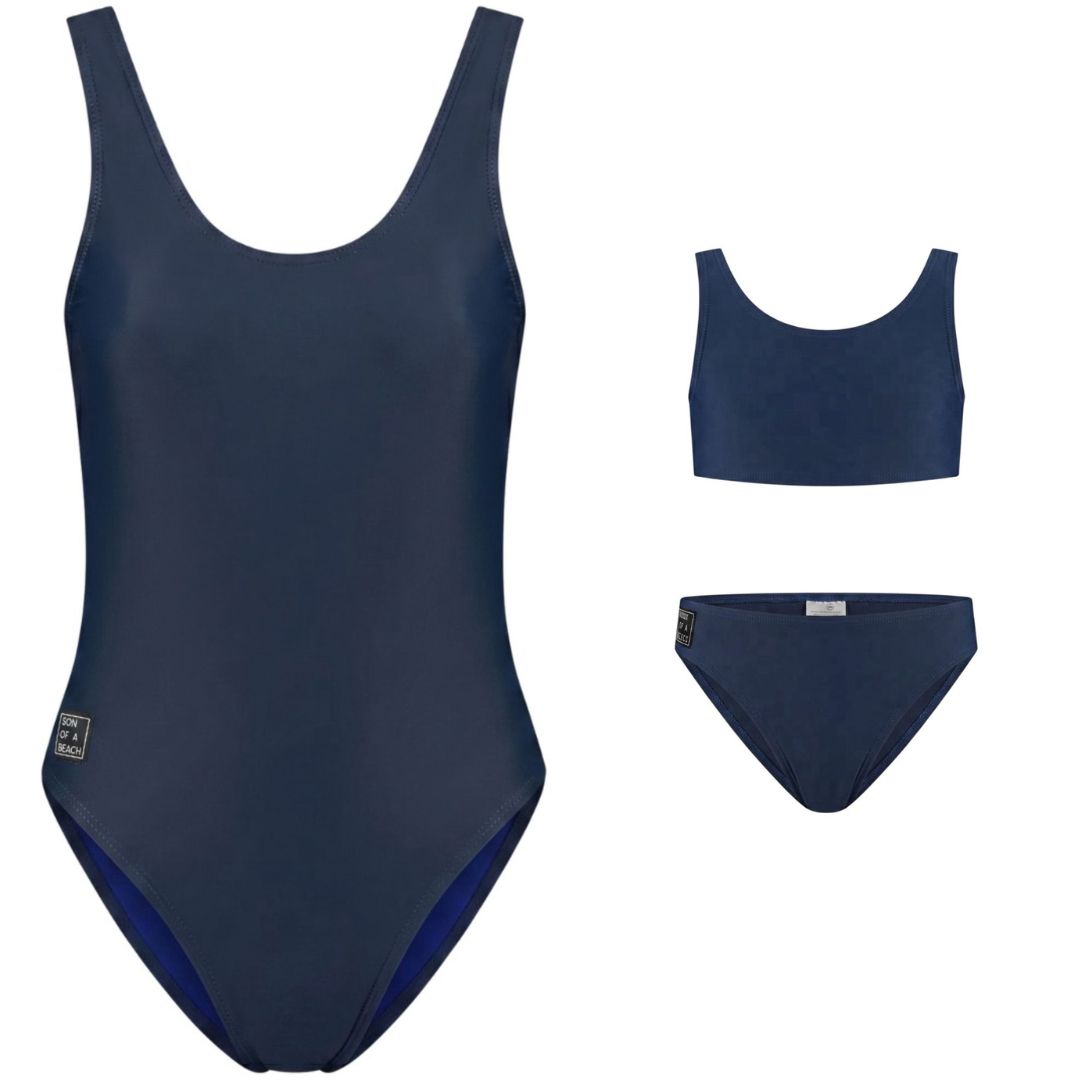 Solid, Donker blauw, Moeder en dochter badpak/bikini