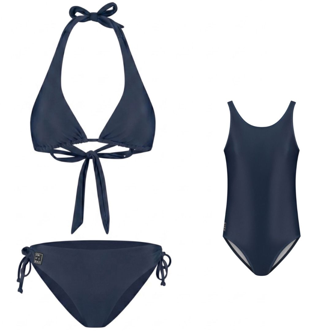 Solid, Donker Blauw, Moeder en dochter bikini/badpak