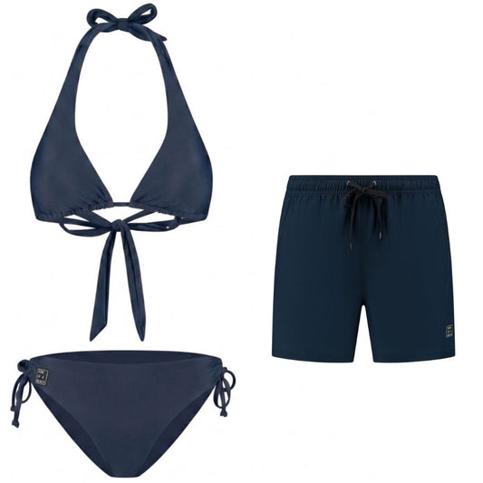 Solid, Donker blauw, Moeder en zoon bikini/zwembroek