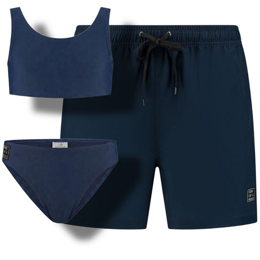Solid, Donker blauw, Vader en dochter zwembroek/bikini