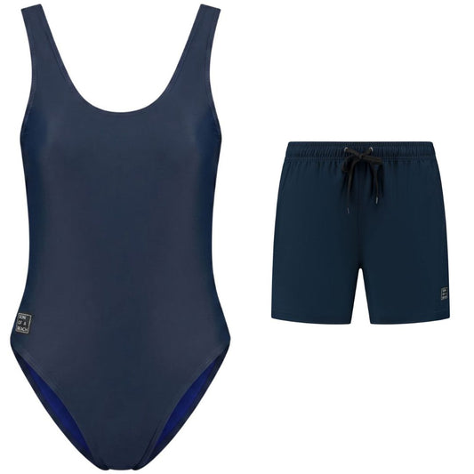 Solid, Donker blauw, Moeder en zoon badpak/zwembroek