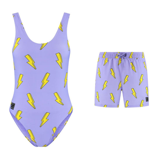 Lightning, Lila, Mother and son swimsuit/swimming trunks