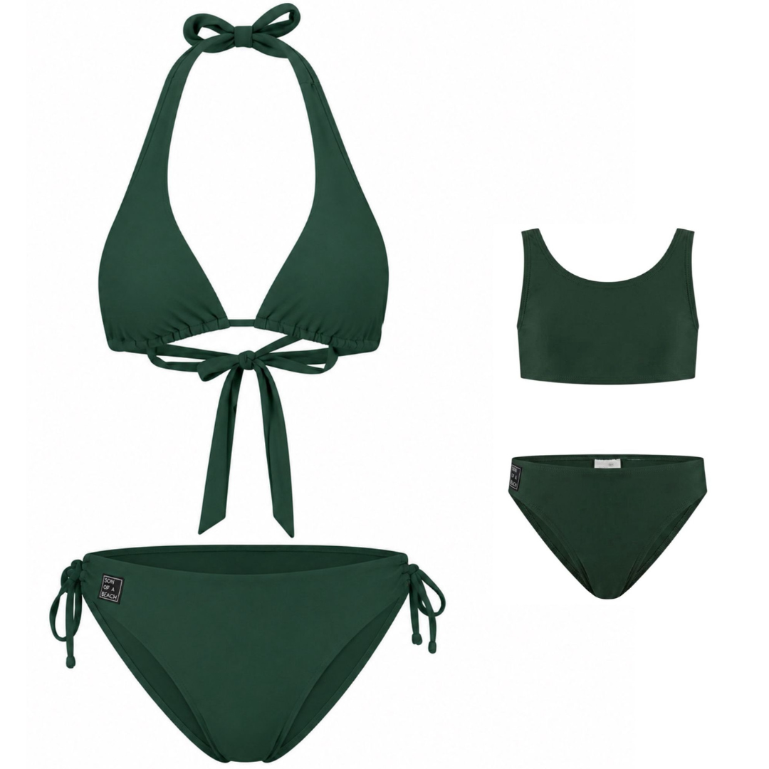 Solid, Donker groen, Moeder en dochter bikini's