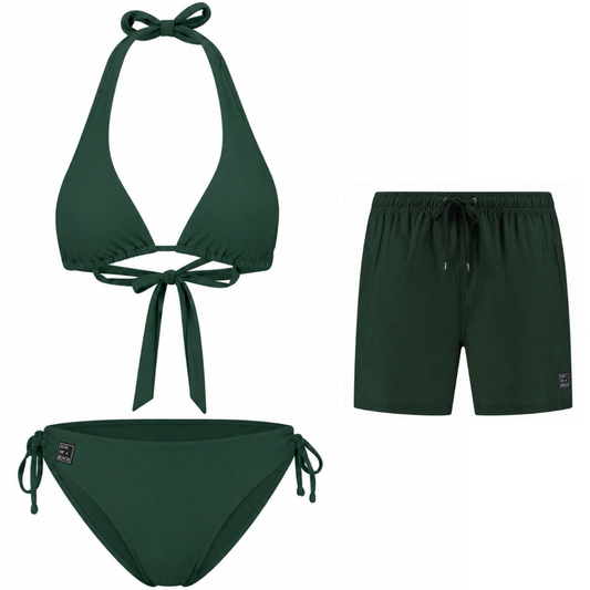 Solid, Donker groen, Moeder en zoon bikini/zwembroek