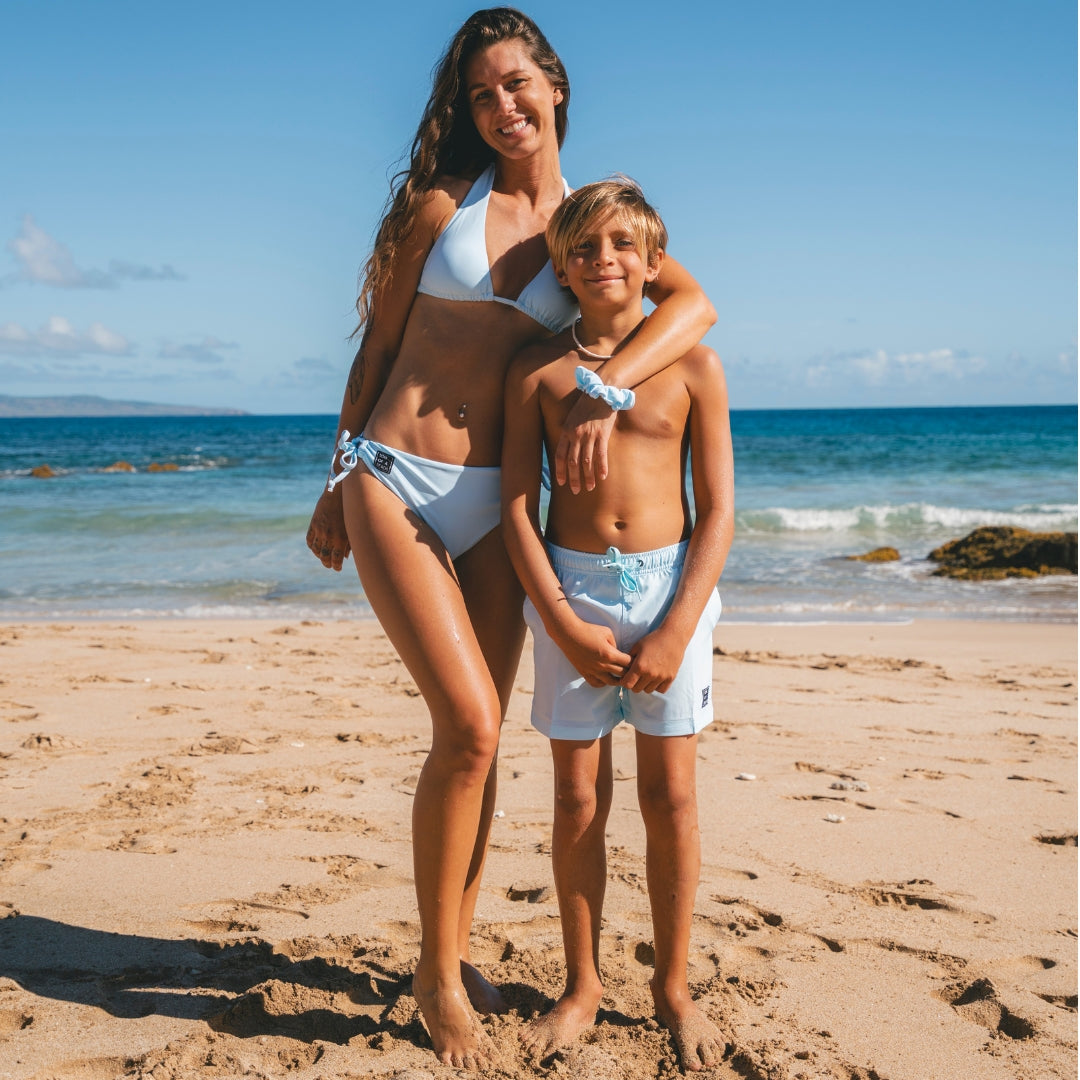 Solid, Licht blauw, Moeder en zoon bikini/zwembroek
