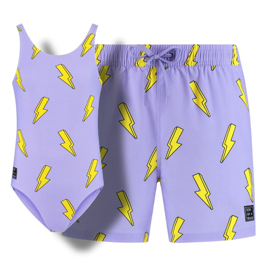 Bliksem, Lila, Vader en dochter zwemkleding
