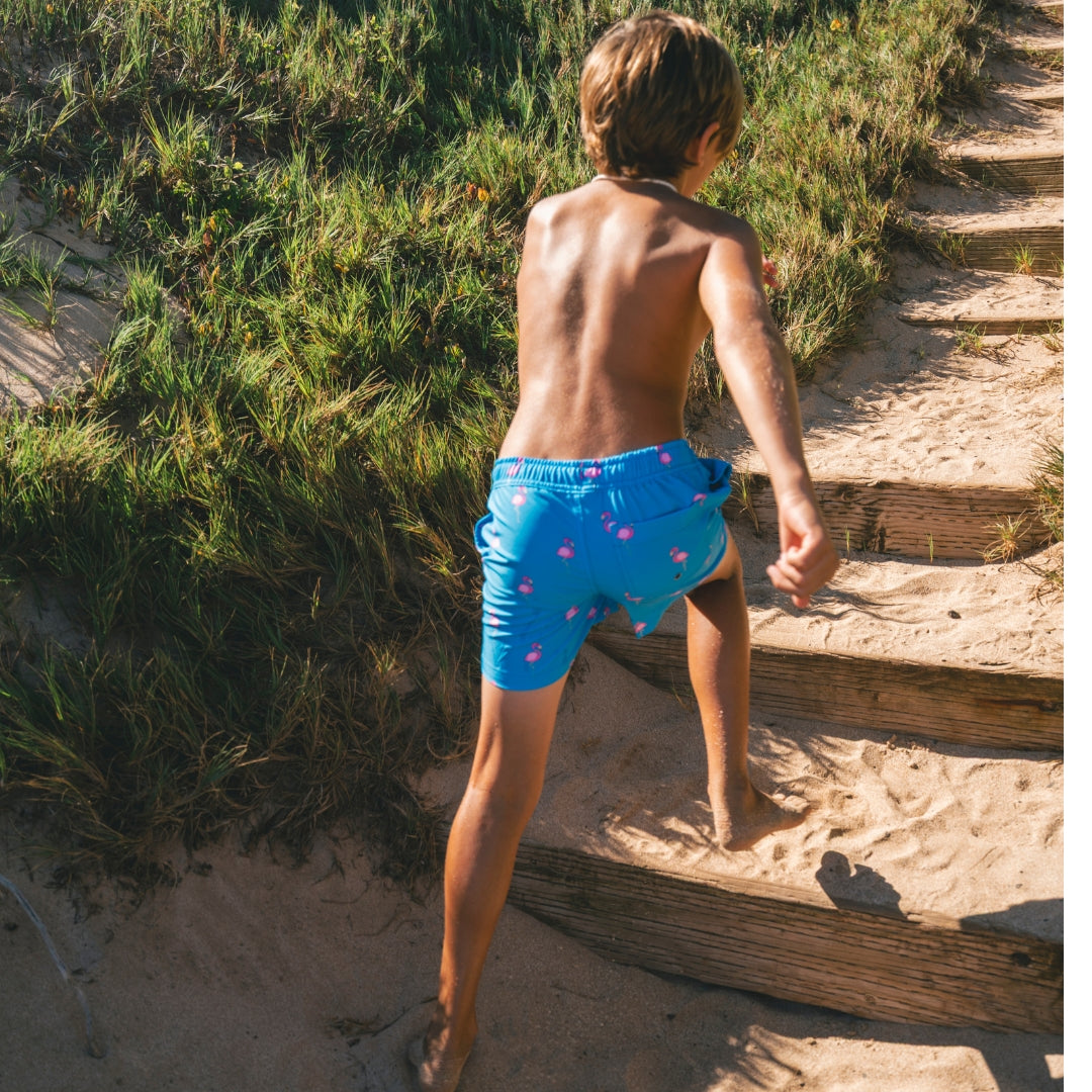 Flamingo, Royal Blue, Moeder en zoon zwemkleding