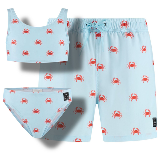 Krab, Licht blauw, Vader en dochter zwembroek/bikini