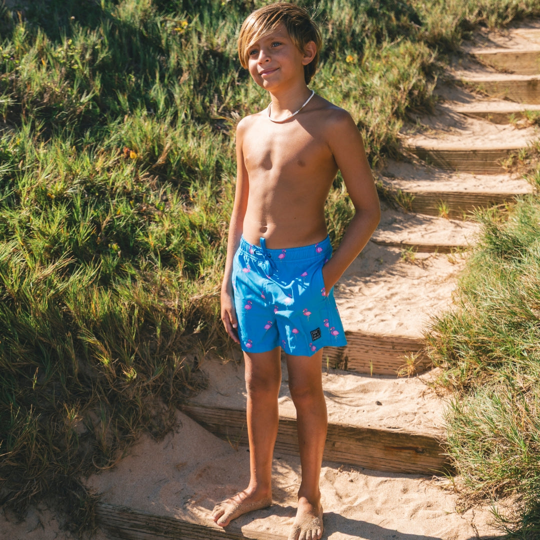 Flamingo, Royal Blue, Moeder en zoon zwemkleding
