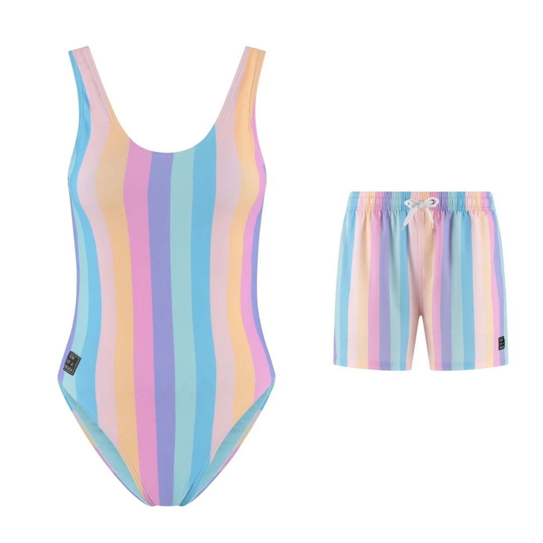 Rainbow, Mother and son swimsuit/swimming trunks