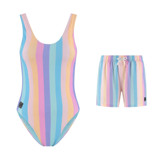Rainbow, Mother and son swimsuit/swimming trunks