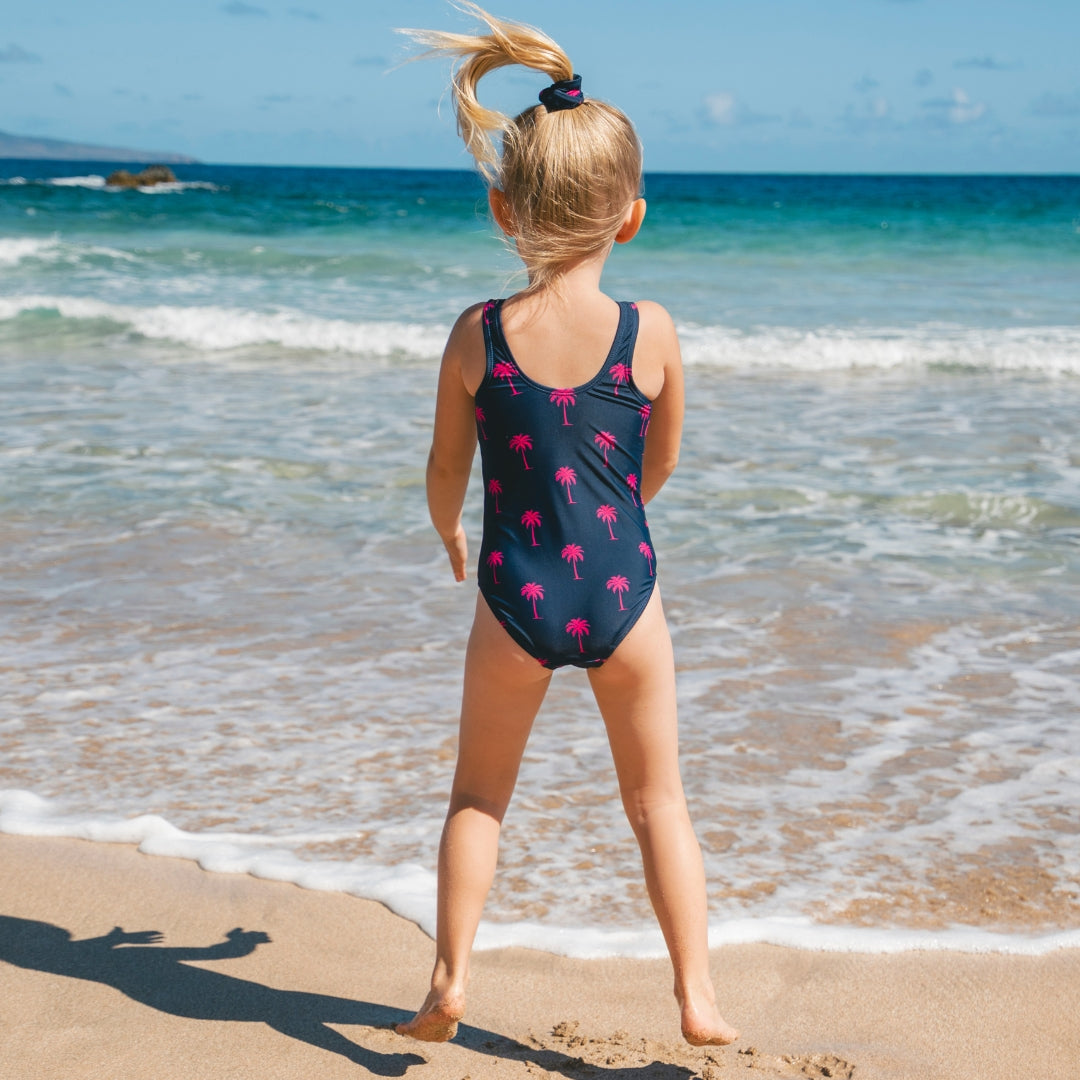 Palmboom, Blauw, Moeder en dochter zwemkleding