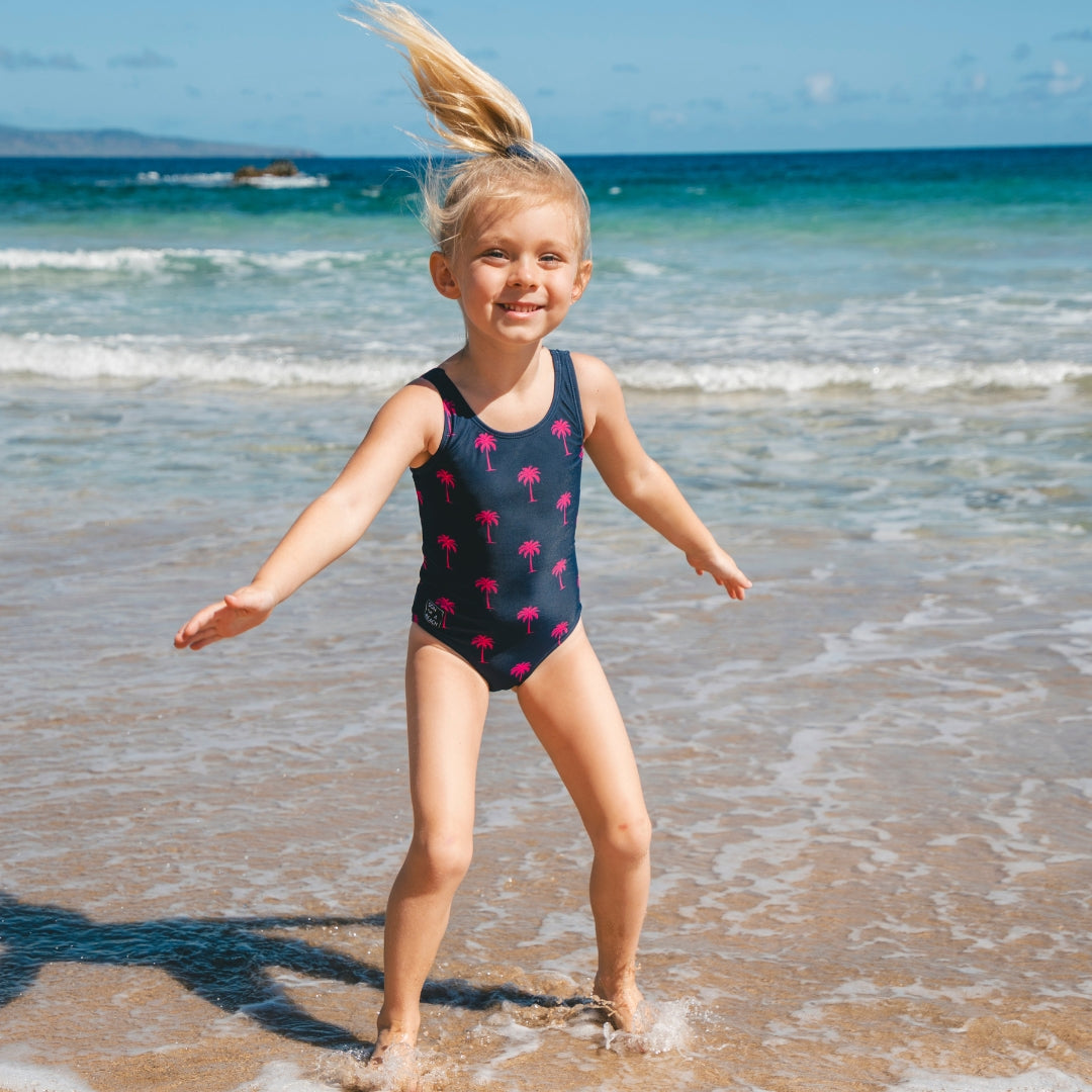 Palmboom, Blauw, Moeder en dochter zwemkleding