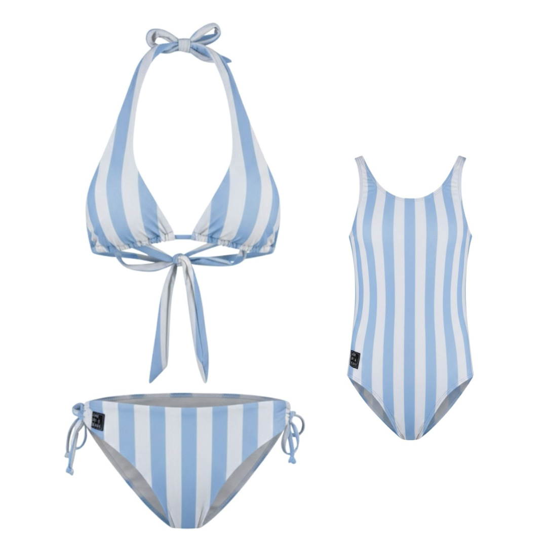 Streep, Licht blauw, Moeder en dochter bikini/badpak