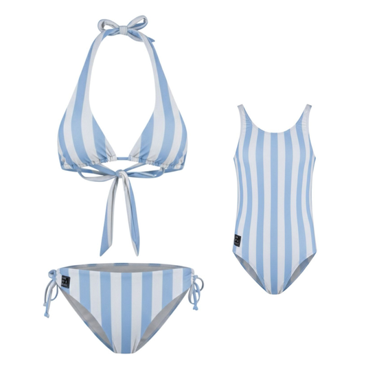 Streep, Licht blauw, Moeder en dochter bikini/badpak