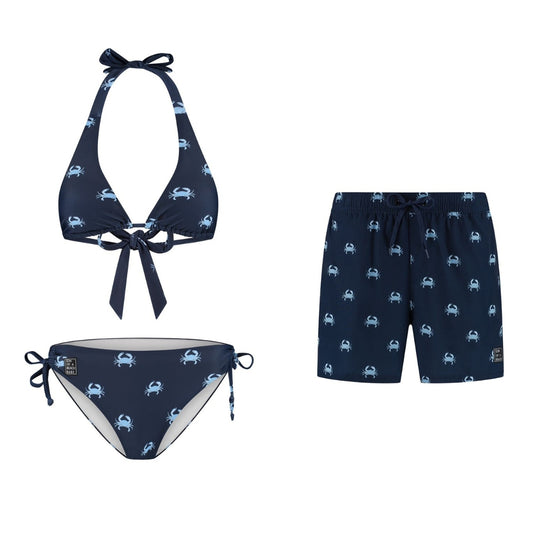 Crab, Blue, Mother and son bikini/swimming trunks