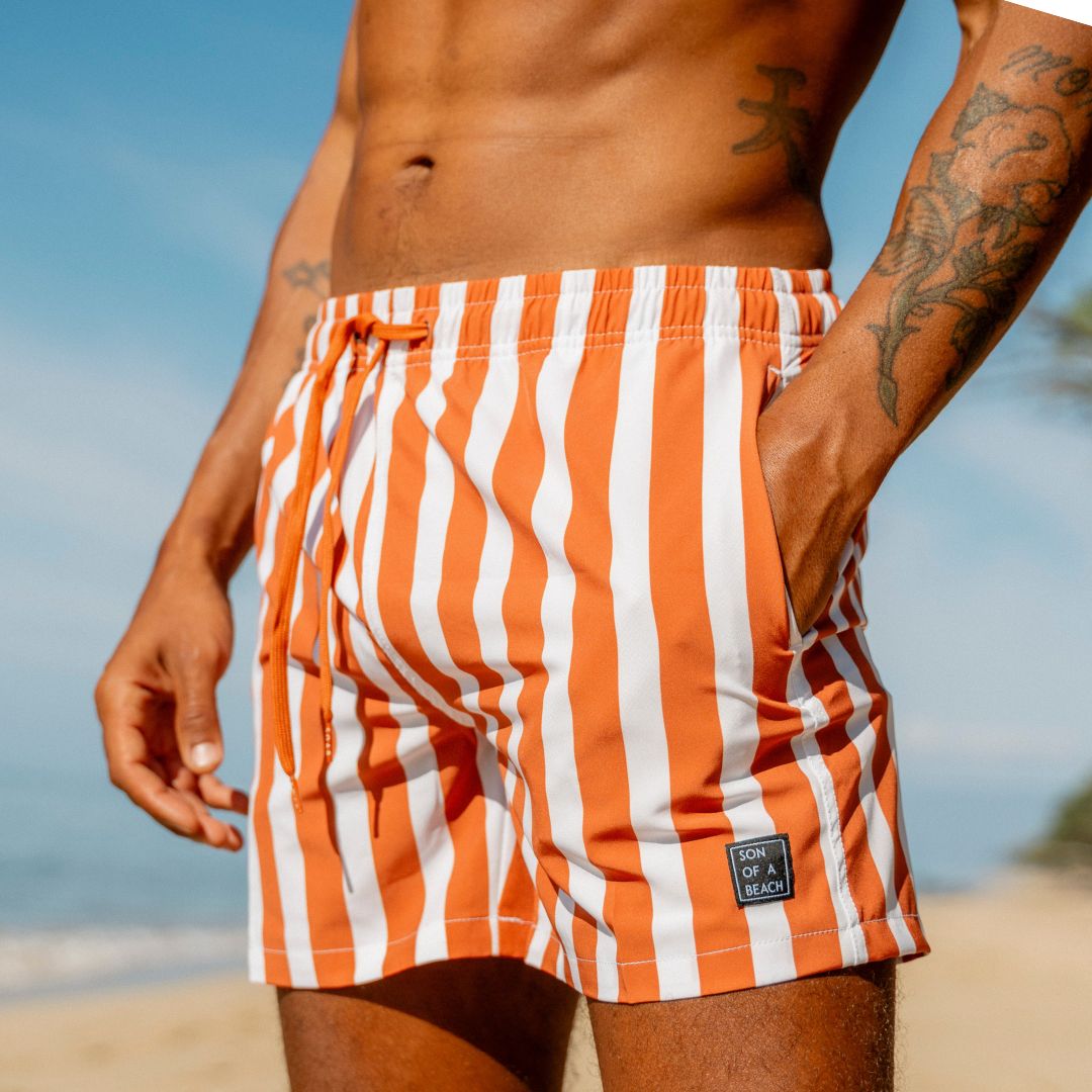 Striped, Brown, Father and daughter swimwear