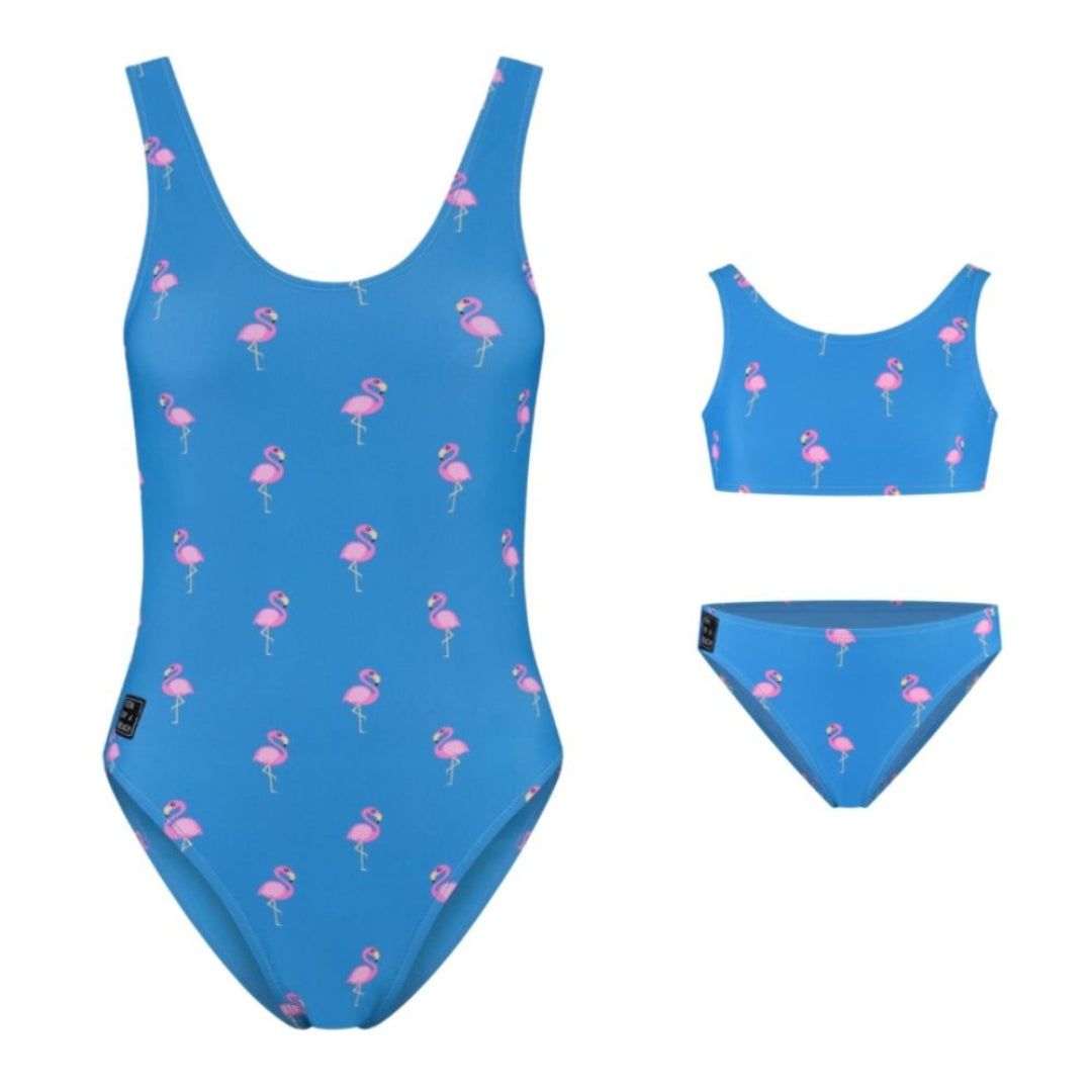 Flamingo, Royal Blue, Moeder en dochter badpak/Bikini