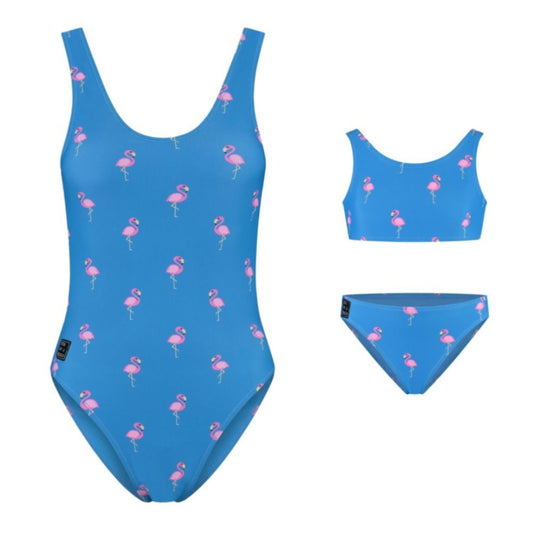 Flamingo, Royal Blue, Moeder en dochter badpak/Bikini