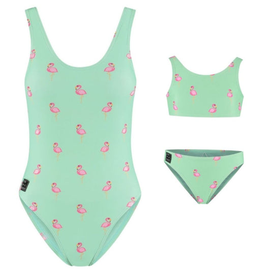 Flamingo, Groen, Moeder en dochter badpak/bikini