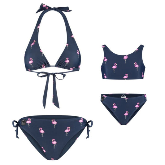 Flamingo, Blauw, Moeder en dochter bikini's