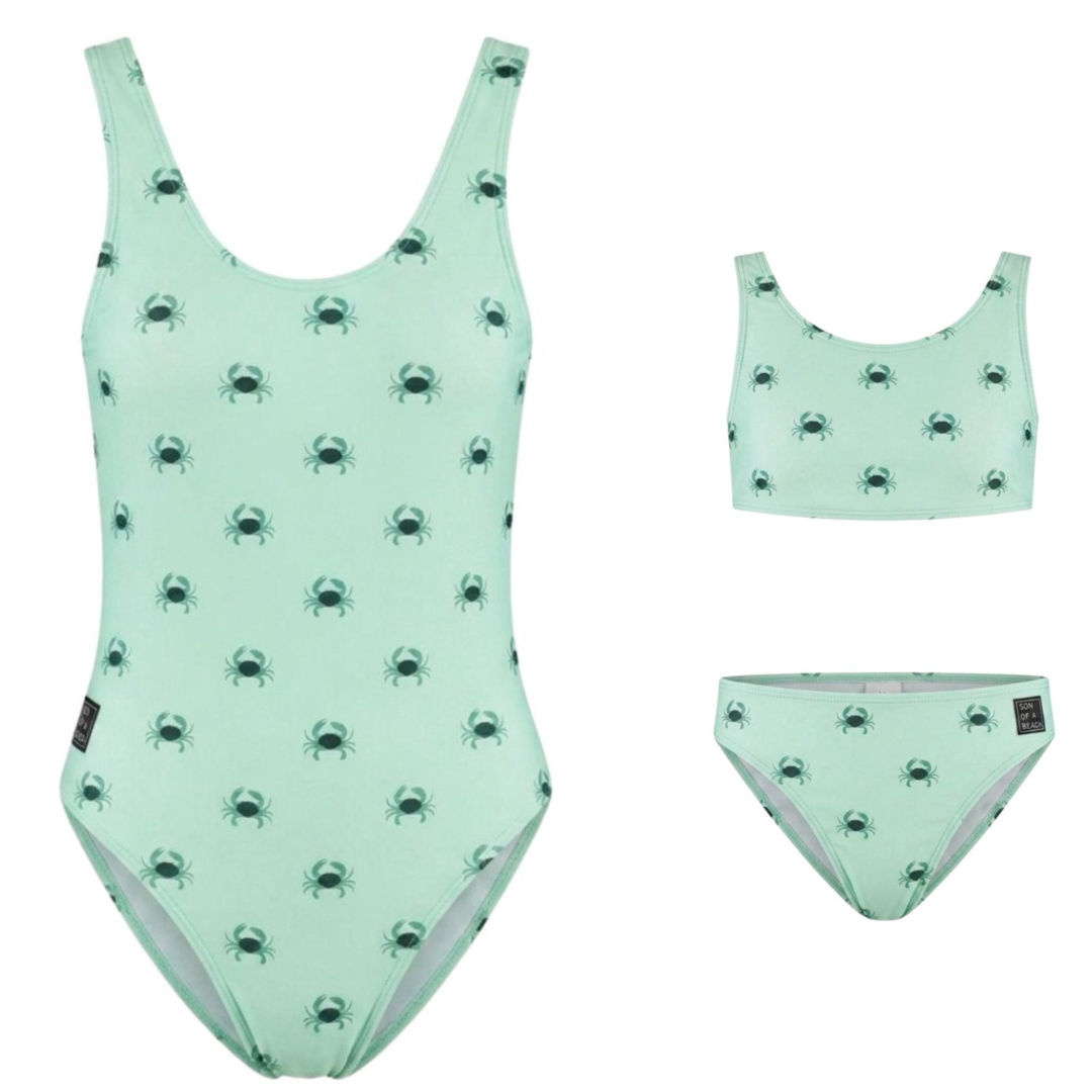 Krab, Groen, Moeder en dochter badpak/bikini