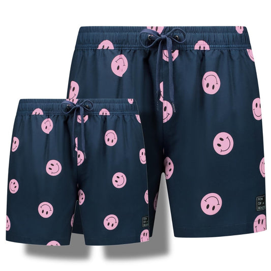 Smiley, Blue, Father and son swim shorts