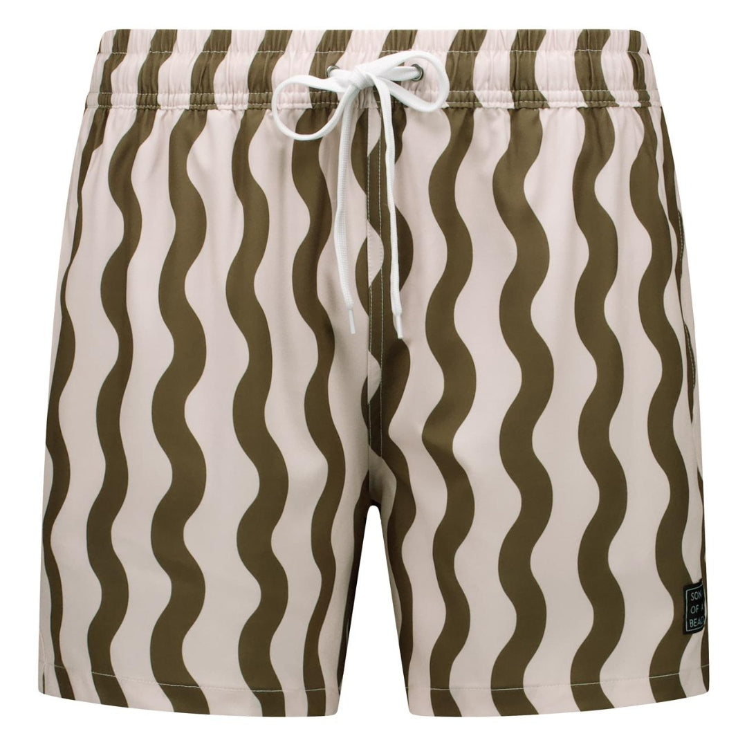 Striped, Wavy green, Men's swim trunks