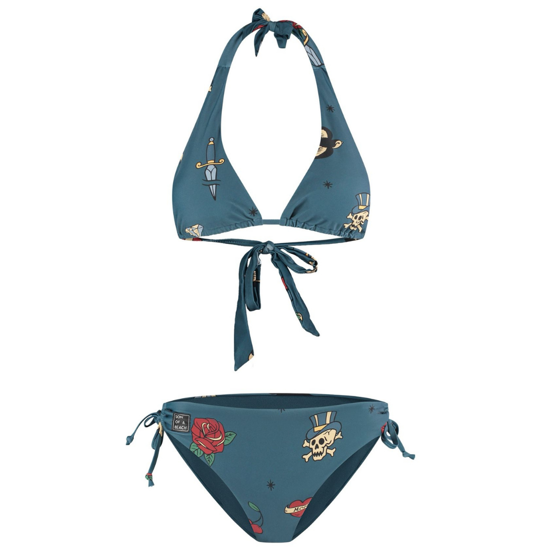 Tattoo, Blauw, Dames Bikini