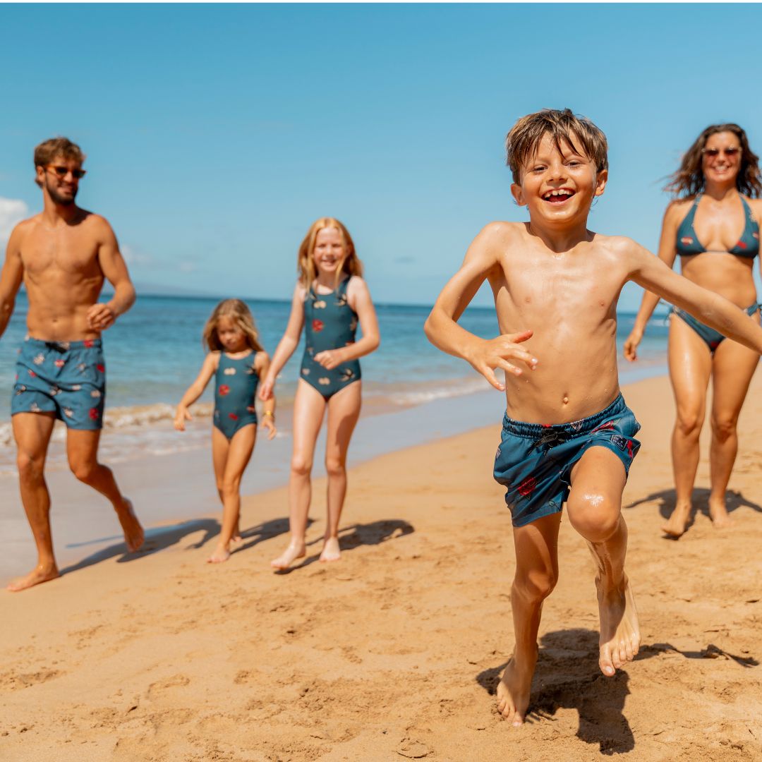 Tattoo, Blau, Badehosen für Vater und Sohn