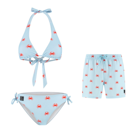 Crab, Light blue, Mother and son bikini/swimming trunks
