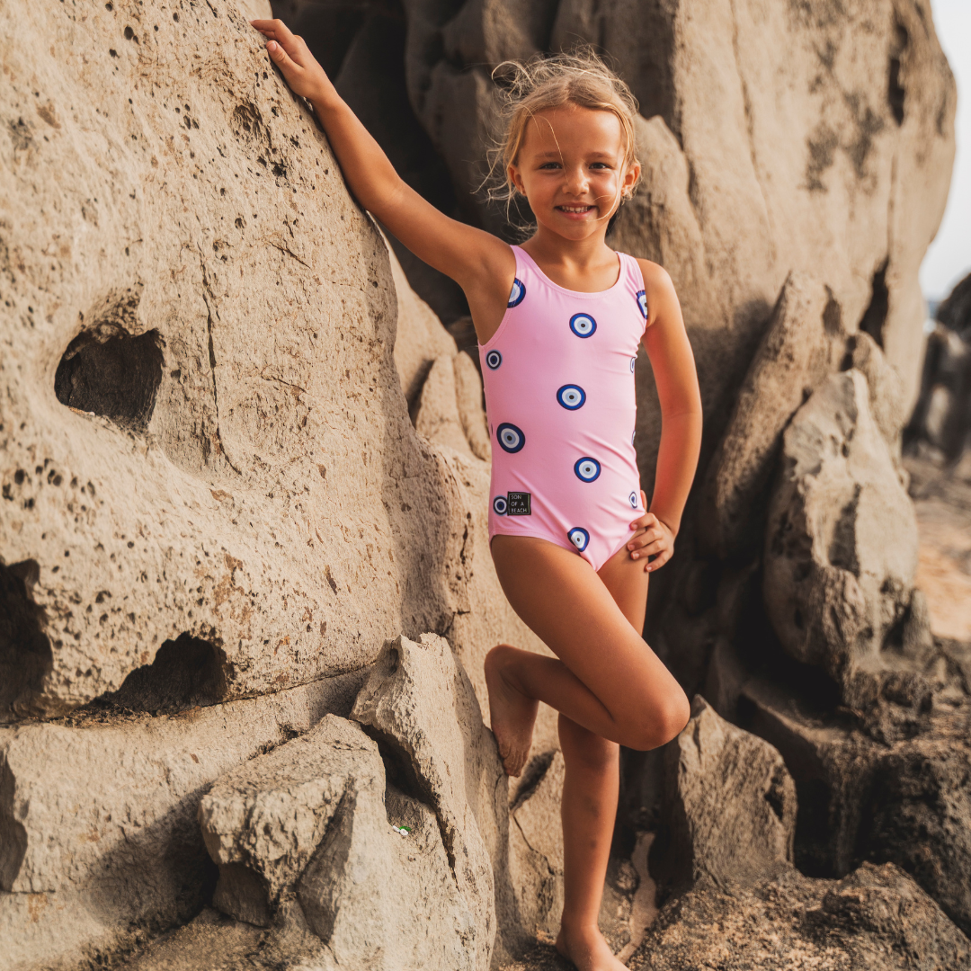 Eye, Pink, Girls swimsuit