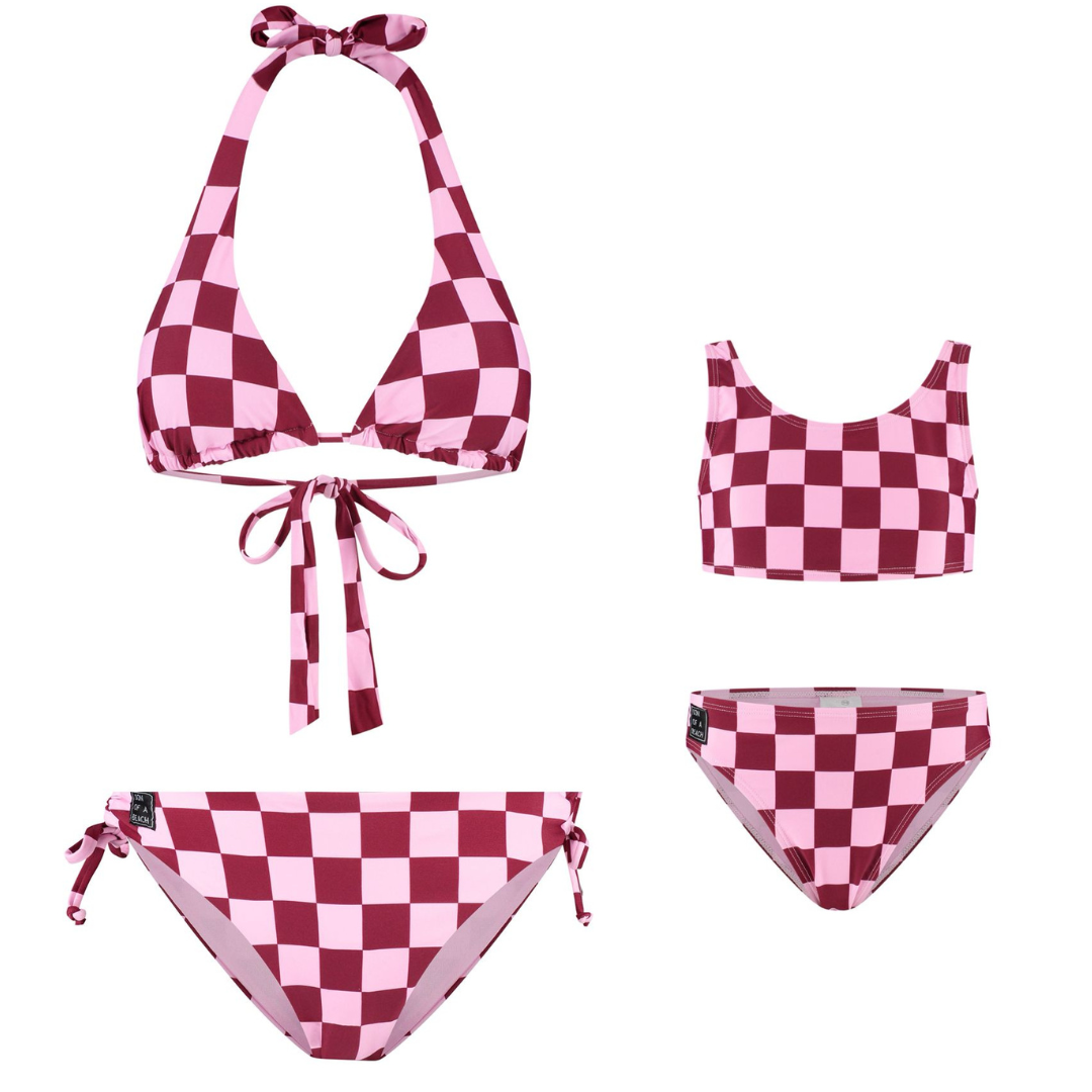 Check, Red, Mother and daughter bikinis