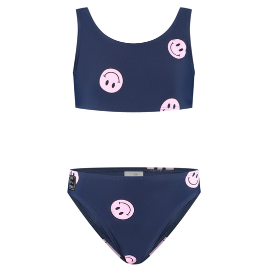Smiley, Blue, Girls swimsuit