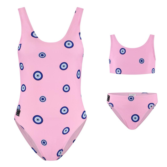 Oog, Roze, Moeder en dochter badpak/bikini