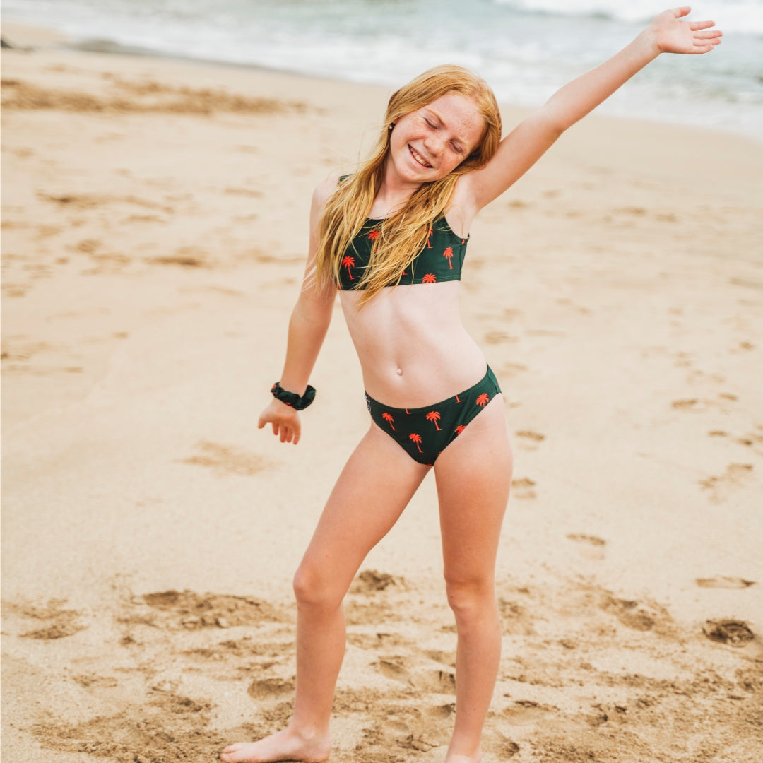 Palm tree, Dark green, Girls bikini