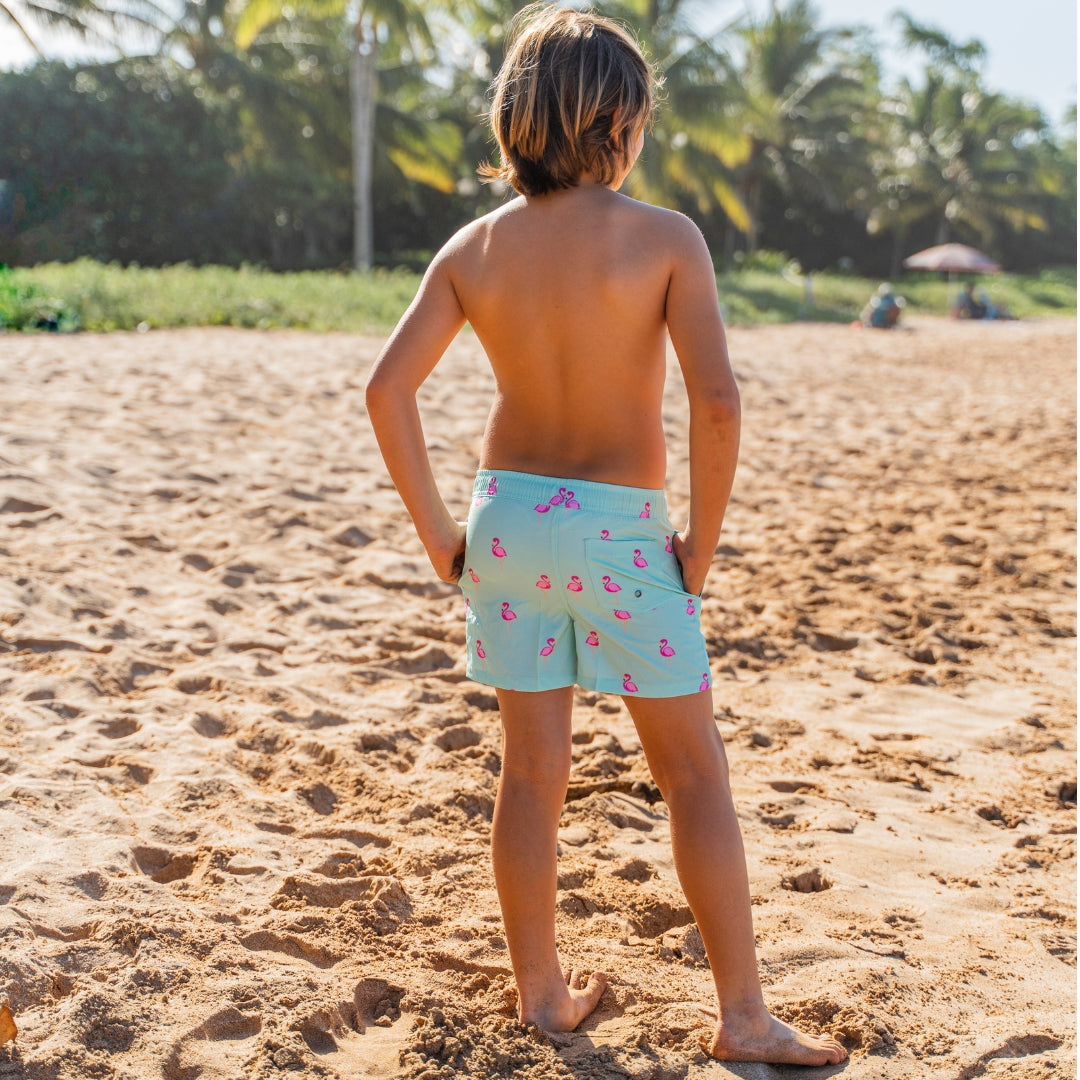 Flamingo, Green, Mother and son bikini/swimming trunks
