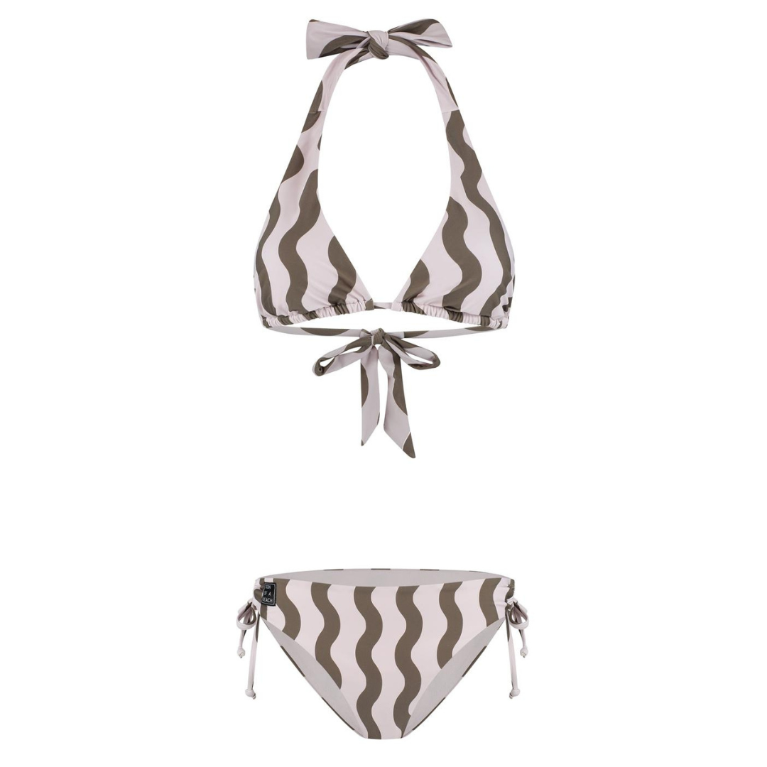 Gestreifter, gewellter grüner Damenbikini