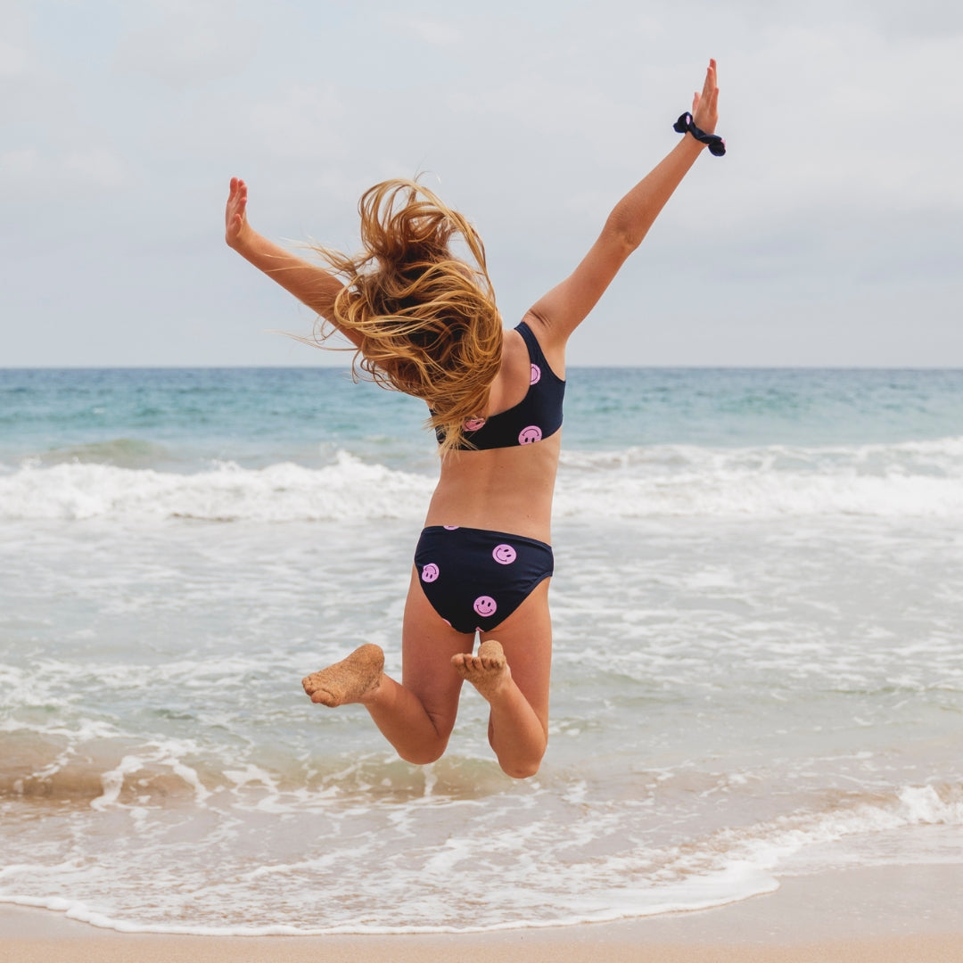 Smiley, Blue, Father and daughter swim trunks/bikini