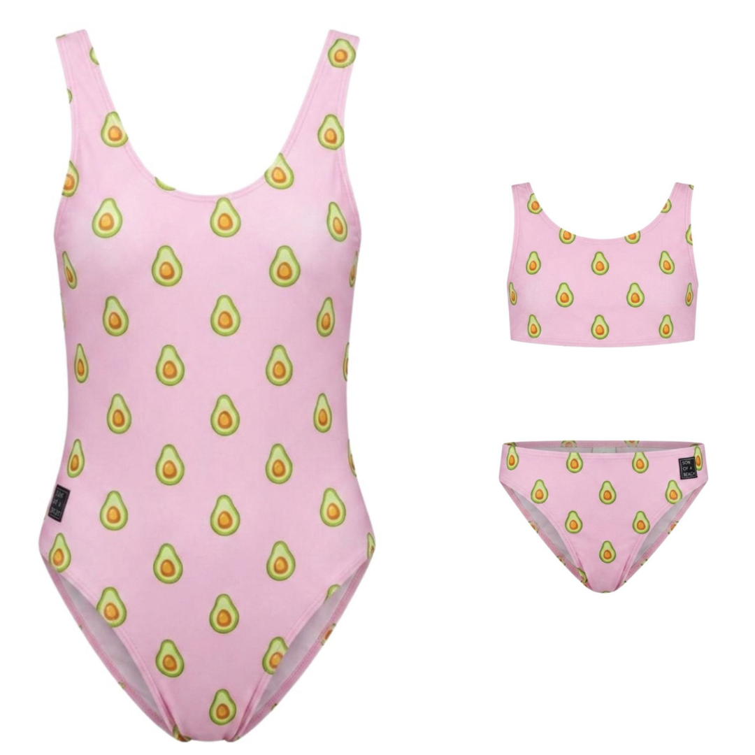 Avocado, Rosa, Mutter & Tochter Badeanzug / Bikini