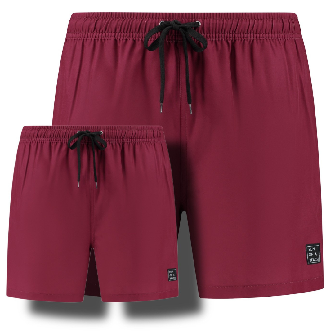 Solid, Donker rood, Vader en zoon zwembroek